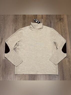 Victorinox Swiss Army 100% Merino Wool Turtleneck Sweater Elbow Patches XL NEW